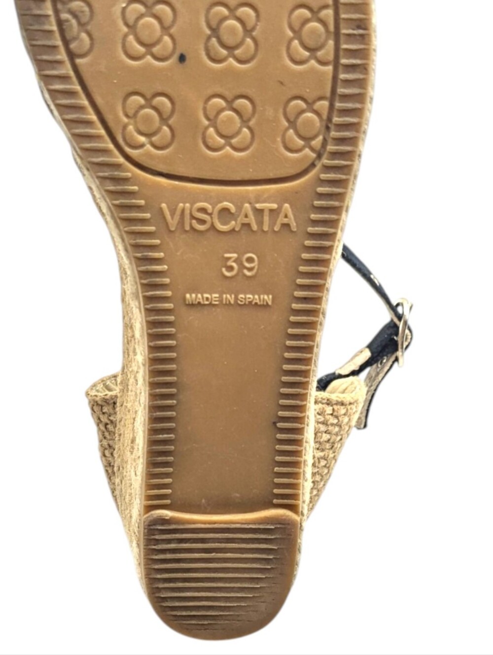 Viscata Pubol Black Canvas Espadrille Wedge Sandals Size 39 US 8 EUC $135 S4144 - Picture 10 of 12